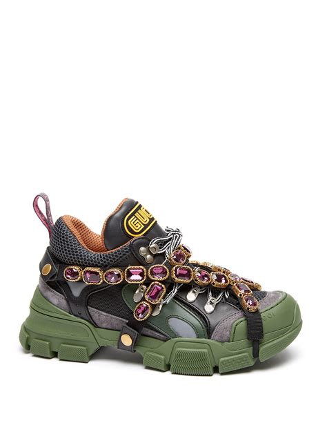 men green gucci sneakers|Gucci flashtrek sneakers with crystals.